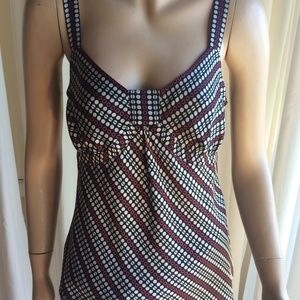 Loft Black-Red-White Polka-dot Print Silk Cami
